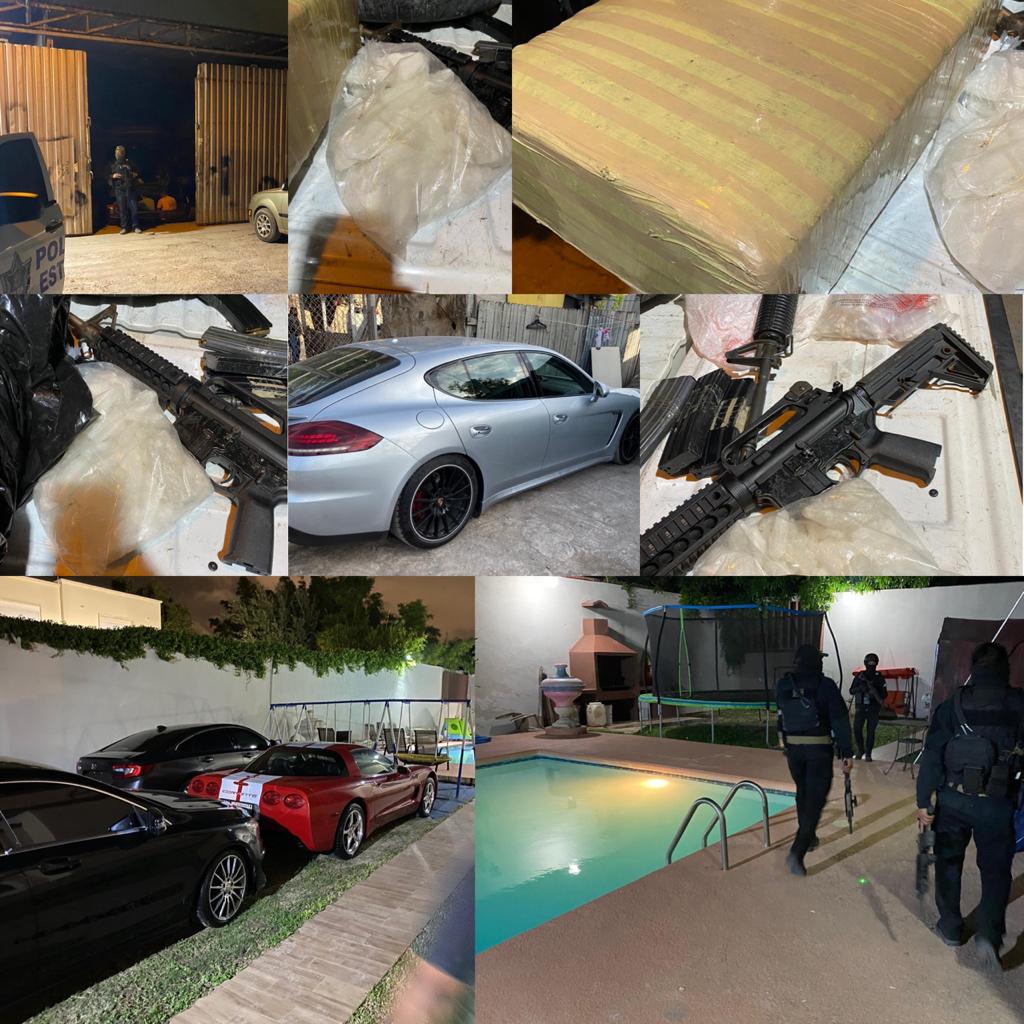 Aseguran en Matamoros a 10 individuos, estupefacientes, armas y más de 9 autos de lujo