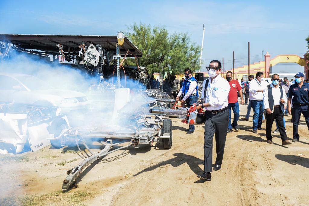Pone Rivas en marcha fumigación de yonkes
