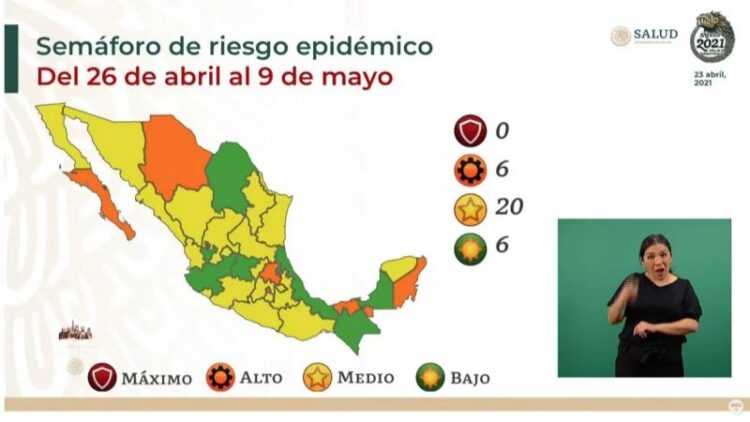 Ponen a Tamaulipas en semáforo epidemiológico amarillo del 26 de abril al 9 de mayo