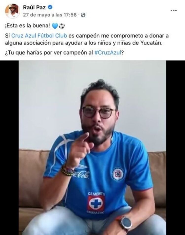 Senador del PAN promete donar $10 mil para niños con cáncer si Cruz Azul es campeón