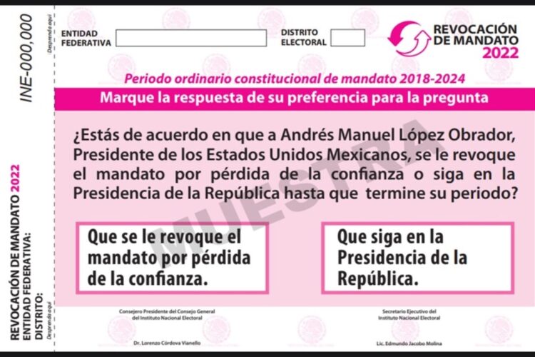 Aprueba INE boleta para revocación de mandato de AMLO 