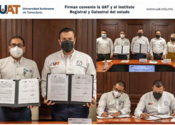 Firman convenio la UAT y el Instituto Registral y Catastral del estado