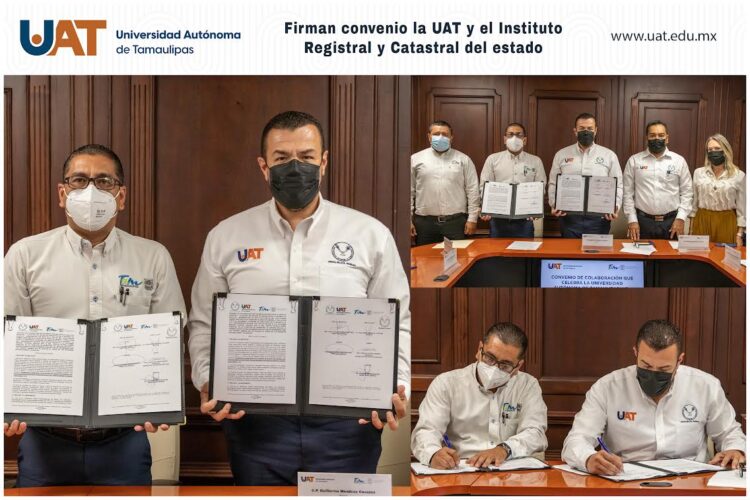 Firman convenio la UAT y el Instituto Registral y Catastral del estado
