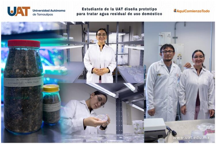 Estudiante de la UAT diseña prototipo para tratar agua residual de uso doméstico