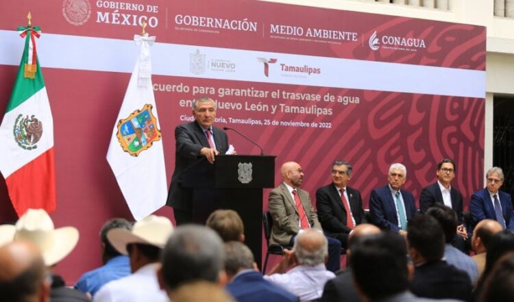Avala Adán Augusto trasvase de agua de Nuevo León a Tamaulipas; acuerdo es un hecho histórico