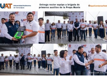 Entrega el Rector equipo de RCP a Brigada de Primeros Auxilios de la Preparatoria Mante