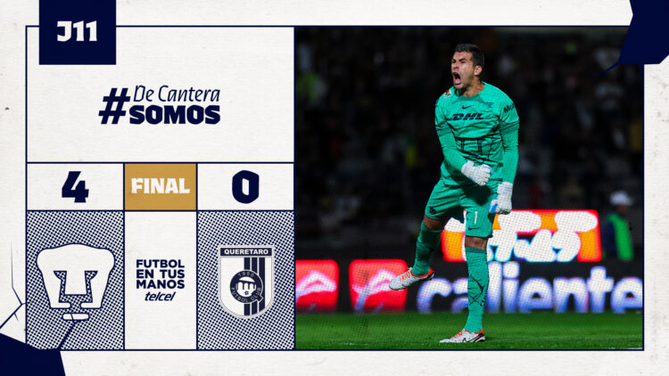 Pumas apalea 4-0 a Querétaro y llega a la parte alta de la clasificación