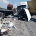 Choque entre 2 tráileres y camioneta de CFE provocó esta tarde cierre de carretera Victoria-Zaragoza