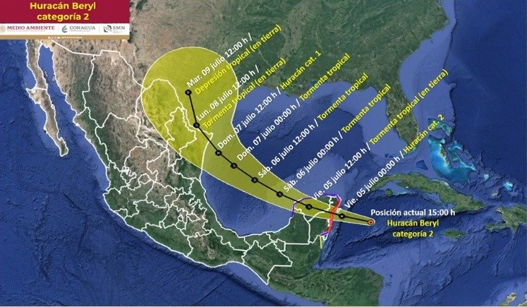 ‘Beryl’ llegaría el sábado a Tamaulipas y el domingo pegaría fuerte en San Fernando y Matamoros: SMN