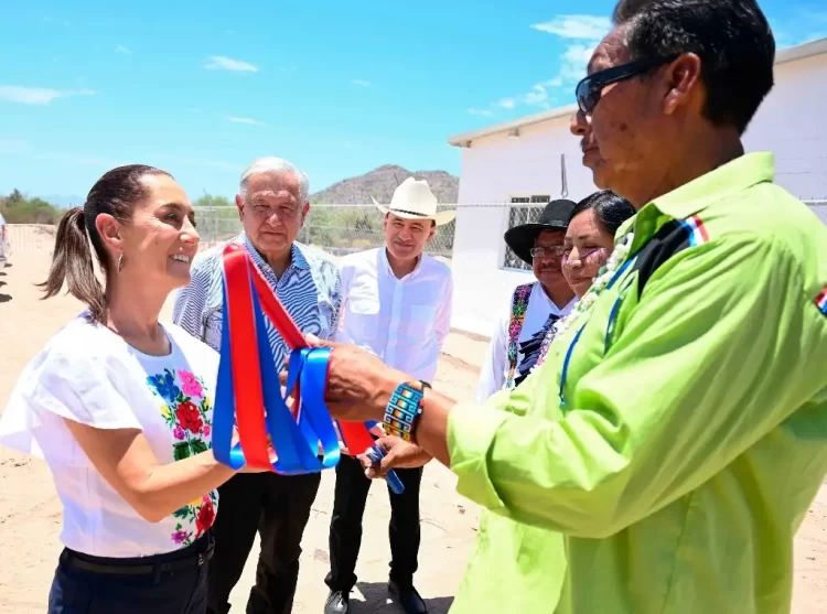 El pueblo seri aclama a López Obrador y a Sheinbaum en Sonora