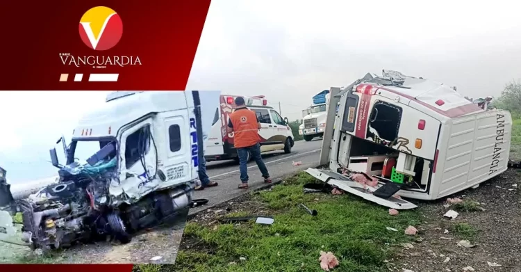 Choque entre tráiler y ambulancia del ISSSTE deja un muerto y 2 lesionados en carretera-Victoria Zaragoza