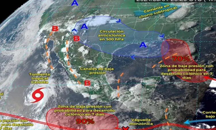 Clima en México: Continuarán lluvias por monzón y zona de baja presión