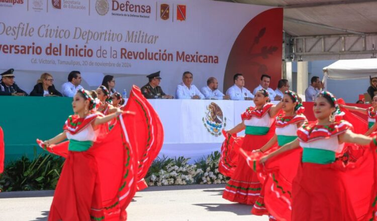 Encabeza Américo Villarreal desfile por 114 Aniversario del inicio de la Revolución Mexicana