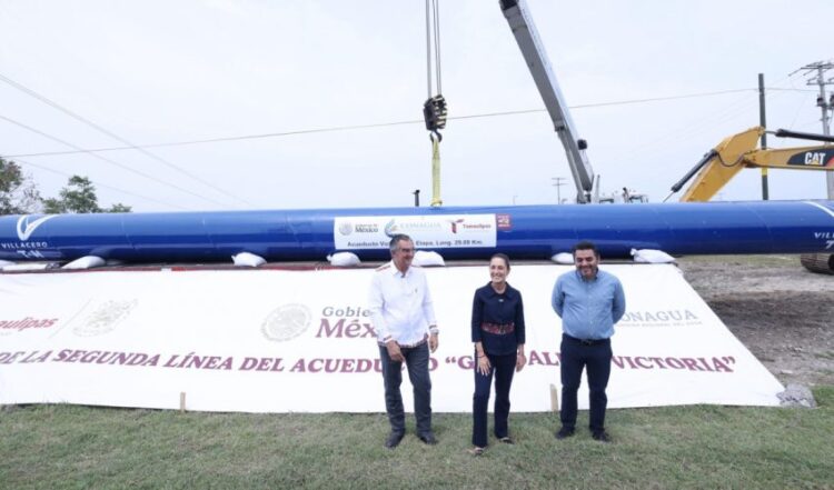 La presidenta Claudia Sheinbaum supervisó la construcción del nuevo acueducto de Ciudad Victoria