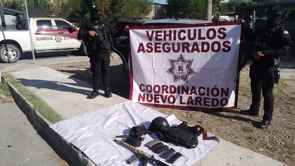 La GE asegura un vehículo, armas y equipo táctico en Nuevo Laredo