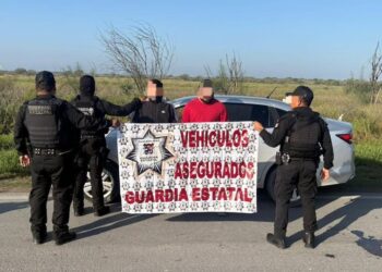 La Guardia Estatal recupera auto robado en Reynosa y detiene a 2 individuos vinculados al delito
