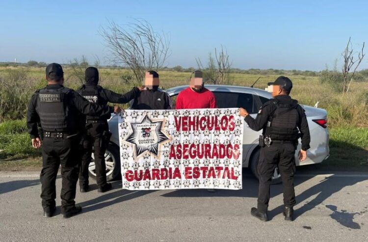 La Guardia Estatal recupera auto robado en Reynosa y detiene a 2 individuos vinculados al delito