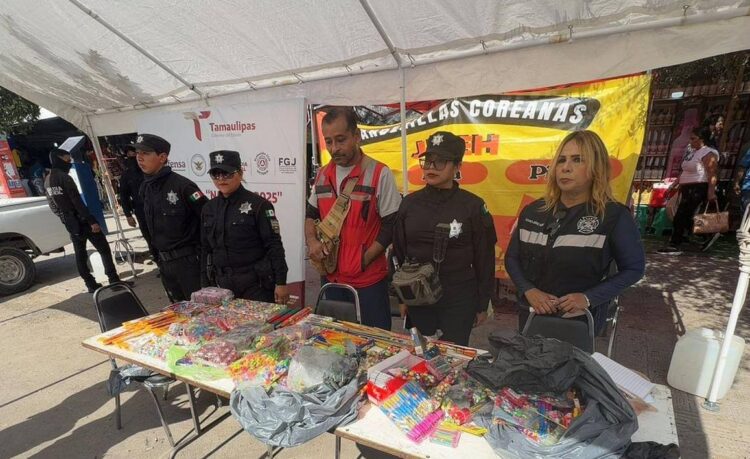 La GE y Protección Civil aseguran  pirotecnia vendida ilegalmente en el centro de Victoria