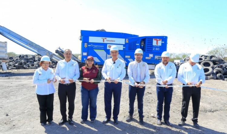 Pone Américo Villarreal  en marcha planta trituradora de neumáticos en Matamoros