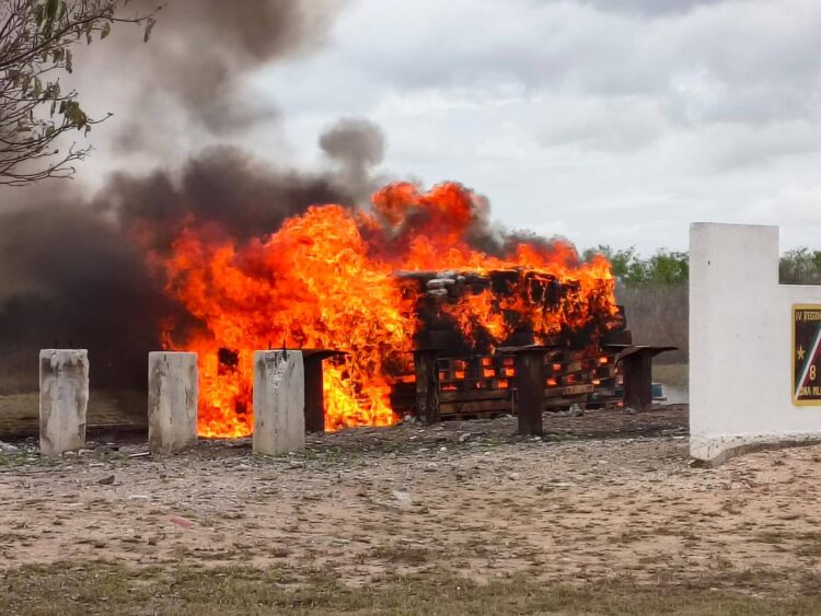 La GE participó en la destrucción de diversos enervantes en regimiento militar de Reynosa