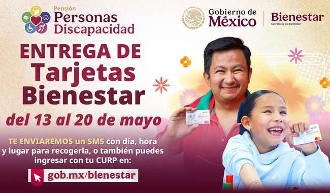 Bienestar realiza la entrega de tarjetas de la Pensión para Personas con Discapacidad