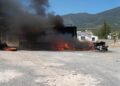 La Guardia Estatal atiende incendio de un tractocamión en un parador cercano a Tula