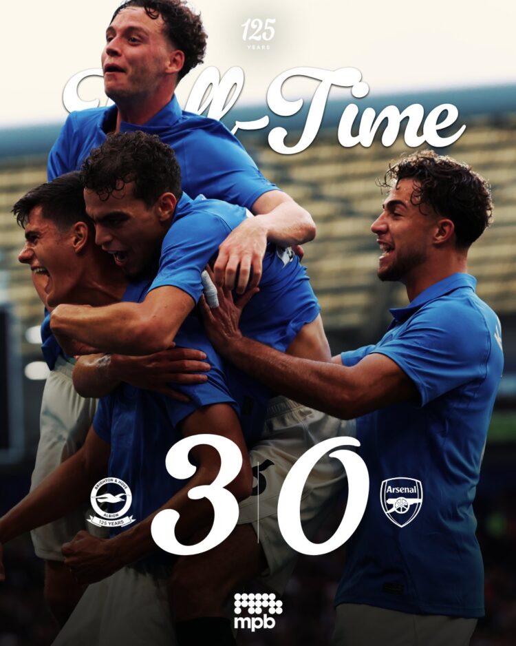 Brighton sorprende y acaba con el invicto del Arsenal en al Premier League
