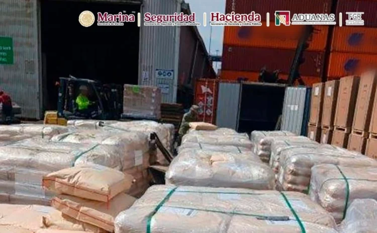 La Semar y ANAM incautan en Manzanillo más de 54 mil kilos de precursores químicos provenientes de China