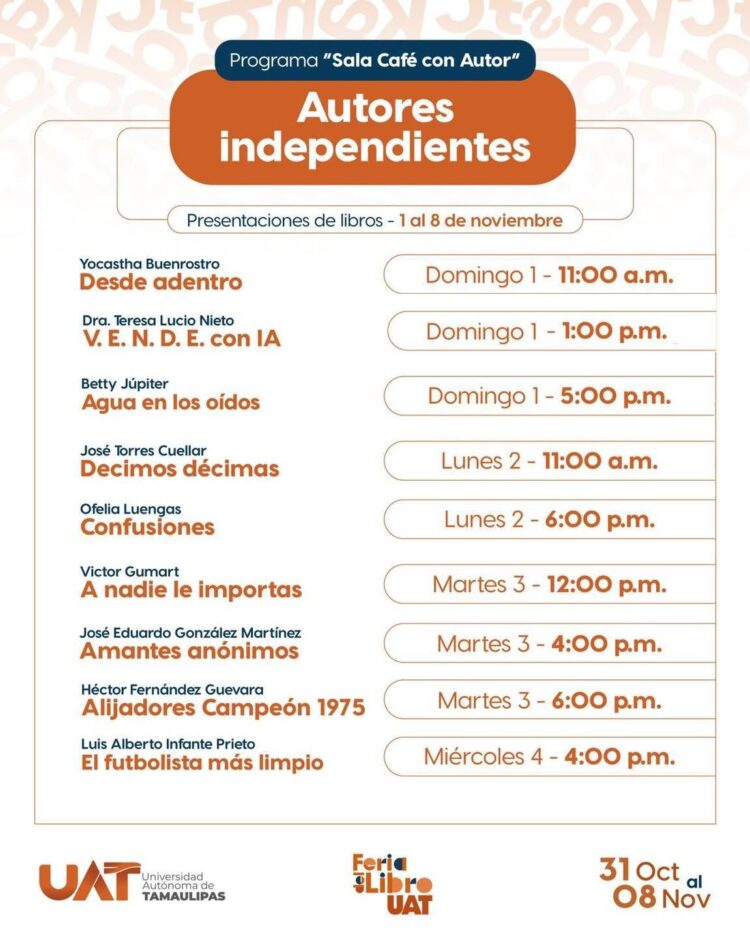 Abre la UAT espacios a escritores independientes en la Feria del Libro 2026