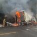 Choque con incendio bloqueó el tramo carretero cerca de Güémez; hay una persona fallecida