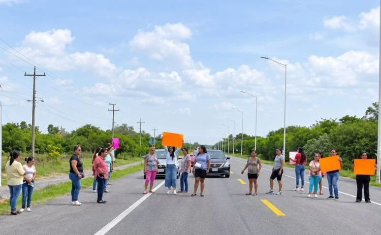 Habitantes de Güémez protestan por descargas tóxicas al río San Felipe por parte de empresas privadas