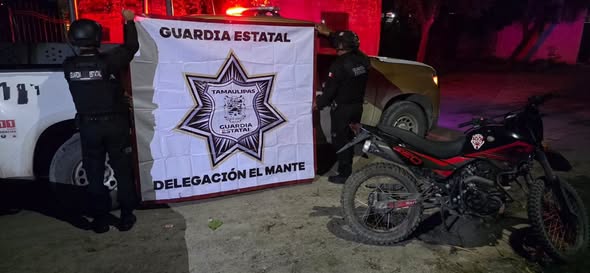La Guardia Estatal recupera en colonia de El Mante una motocicleta con reporte de robo