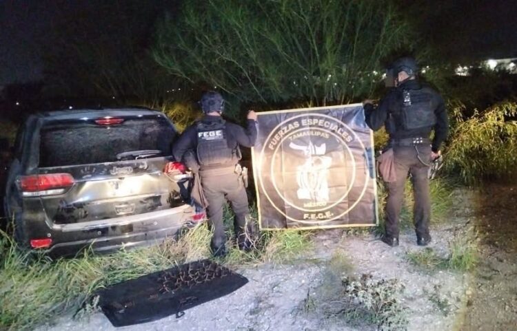 Tras repeler una agresión la GE asegura un vehículo, municiones y ‘ponchallantas’ en Reynosa